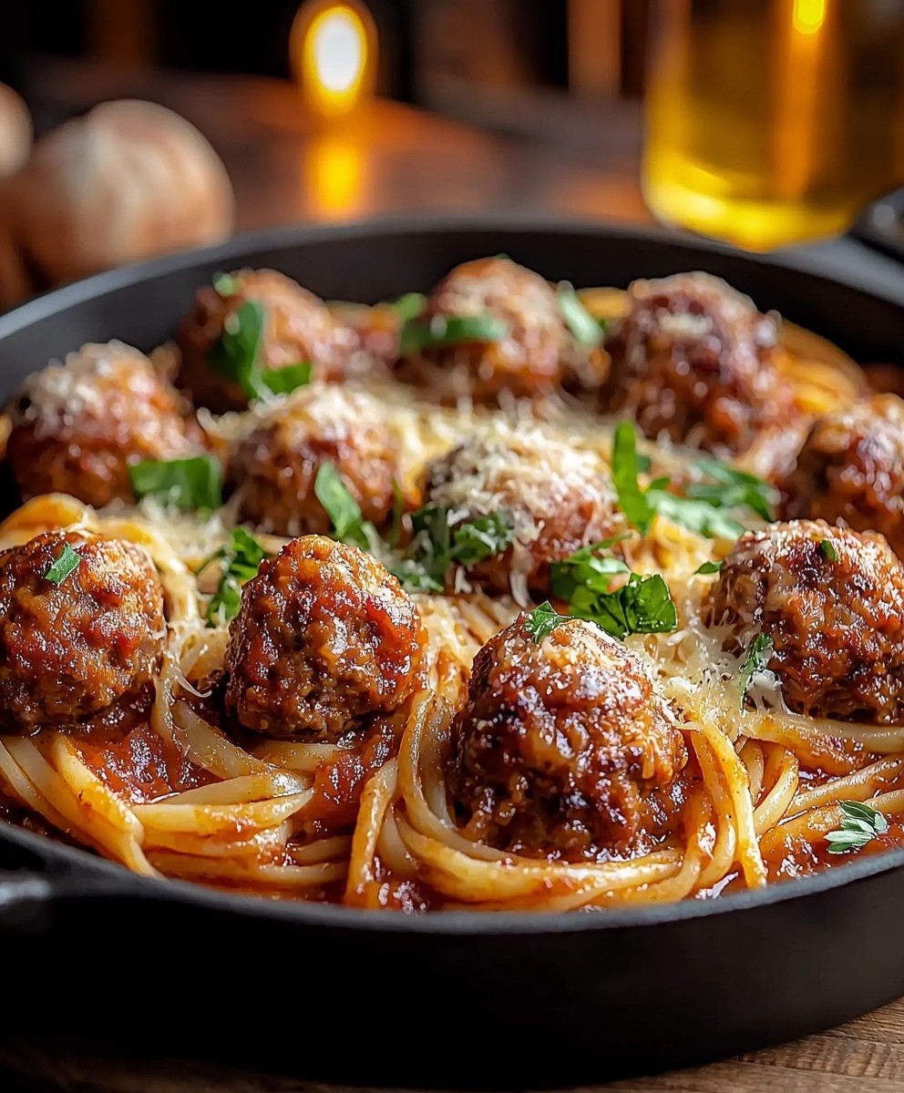 Gratin de linguine boulettes