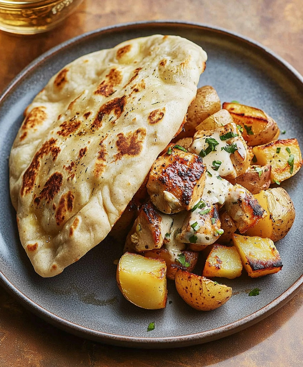 Pains naans au poulet
