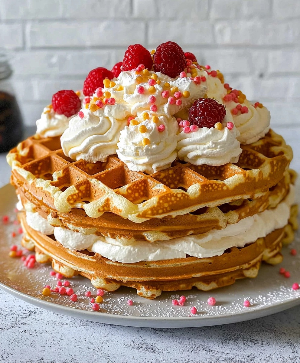 Gâteau de gaufres à la crème