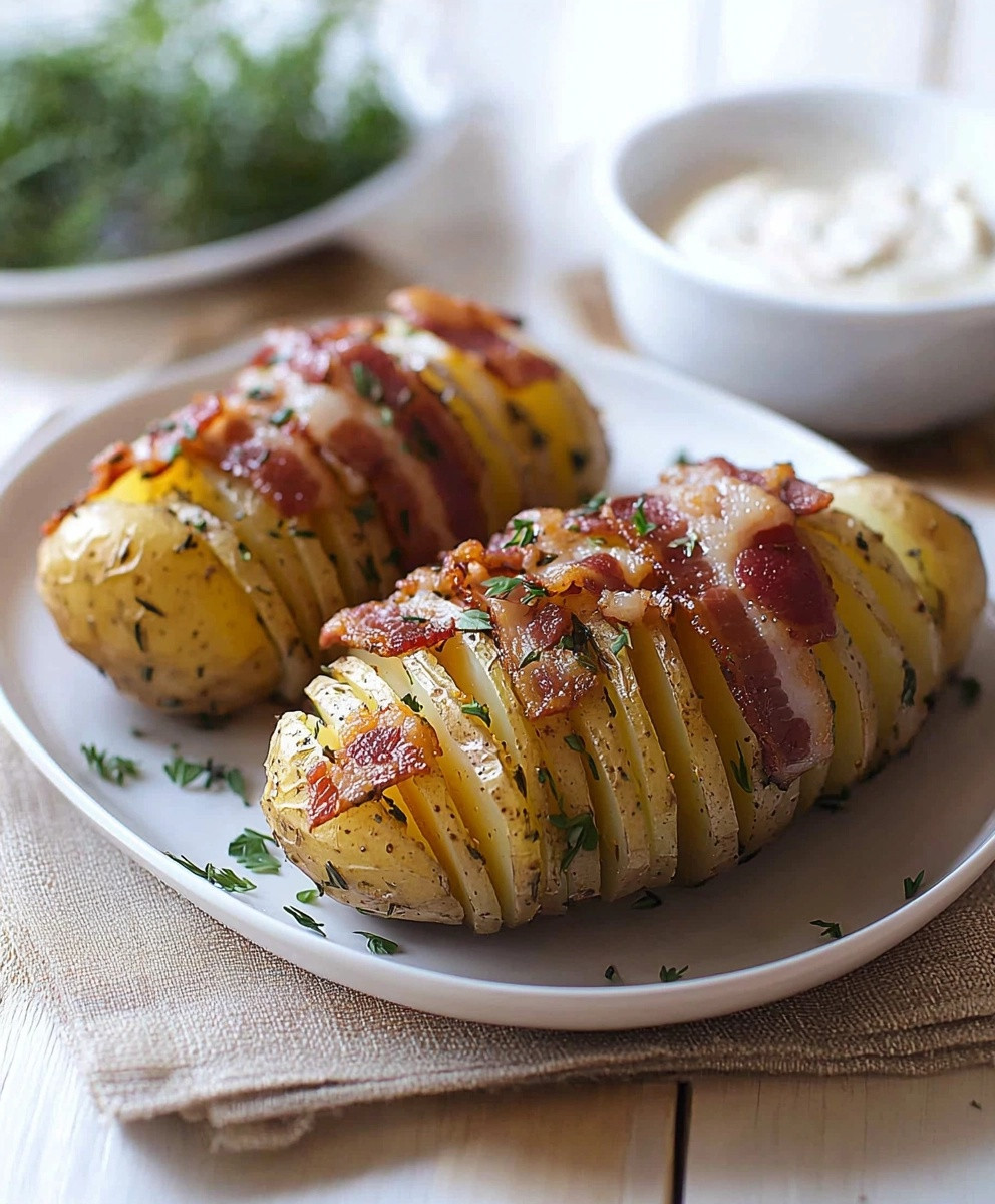 Pommes de terre hasselback bacon