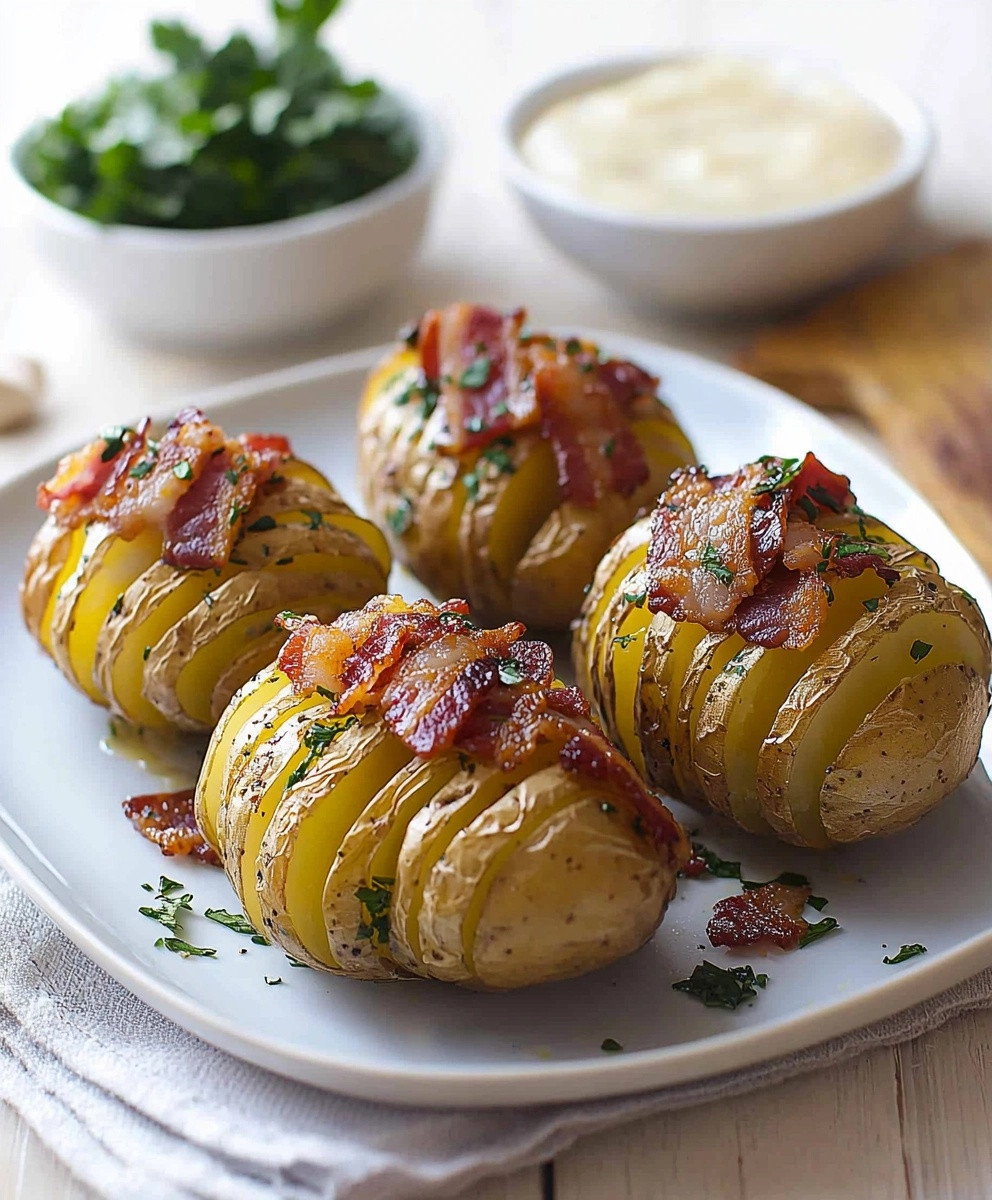 Pommes de terre hasselback bacon