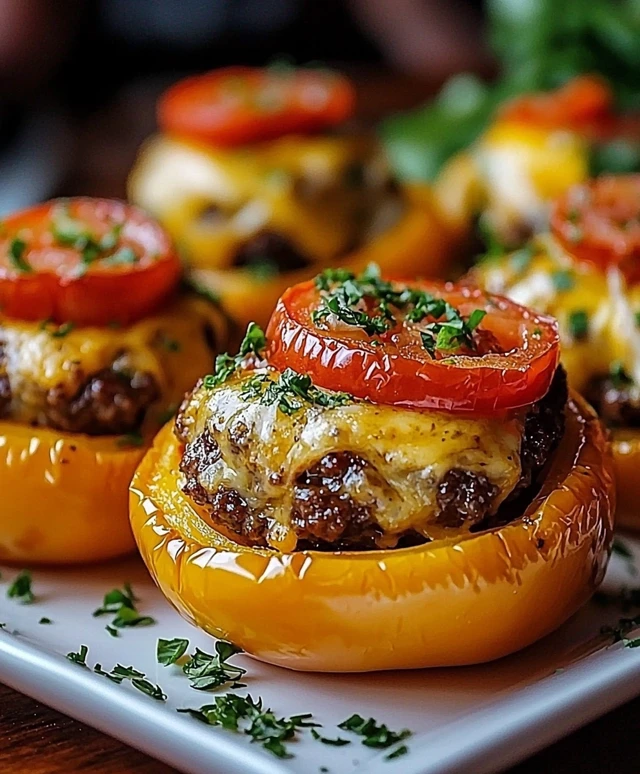 Poivrons farcis cheeseburger céto