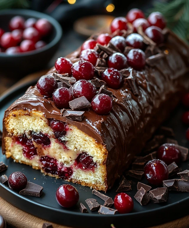 Bûche de Noël cerise chocolat