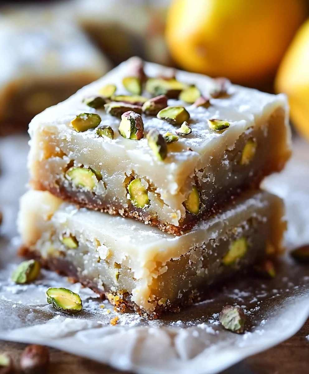 Brownies citron pistaches chocolat blanc