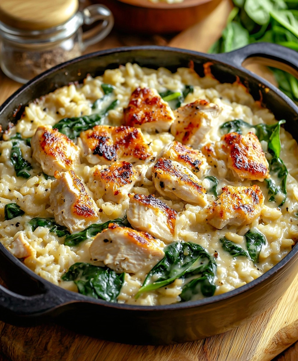 Casserole poulet riz épinards