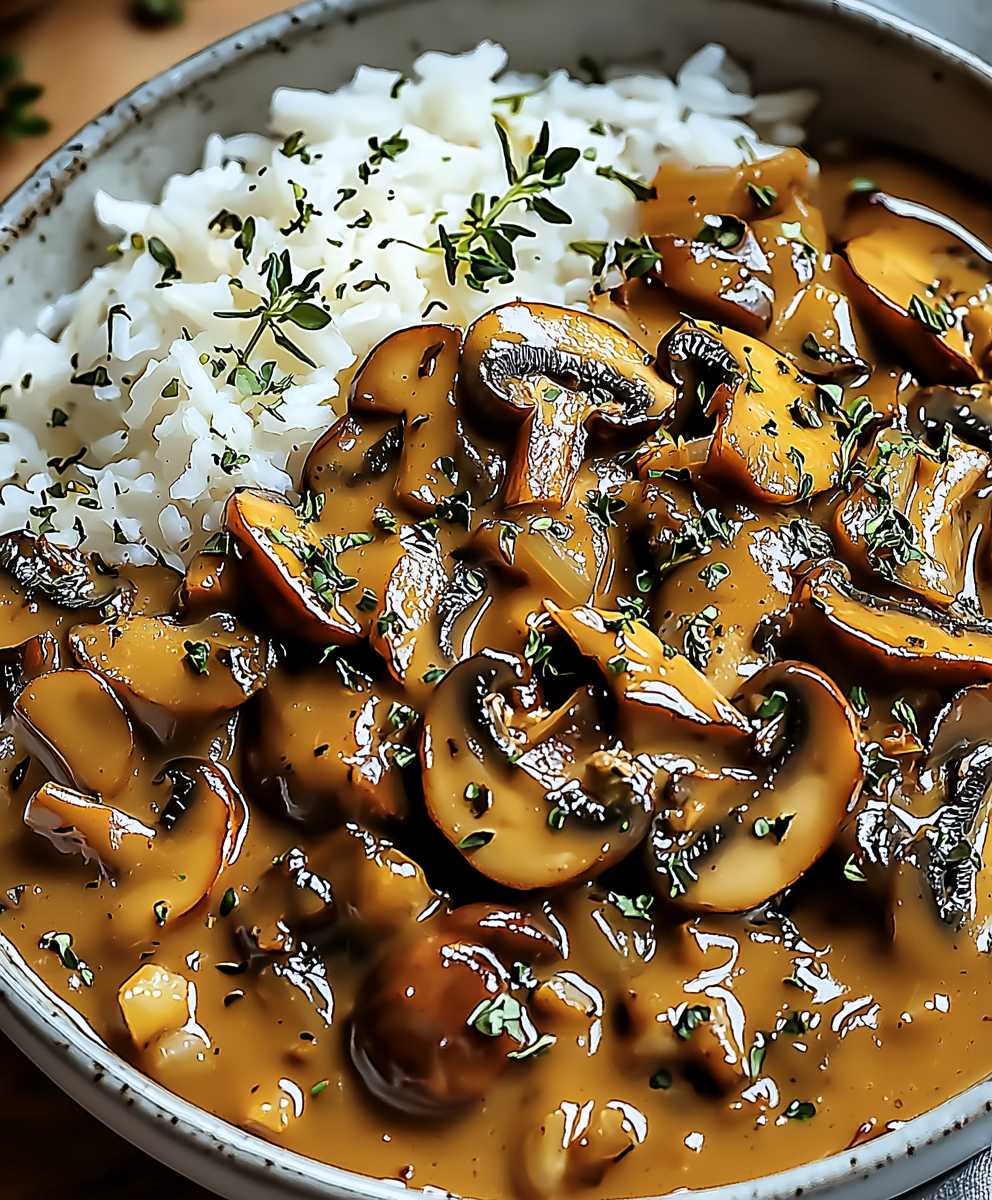 Champignons façon Stroganoff riz complet