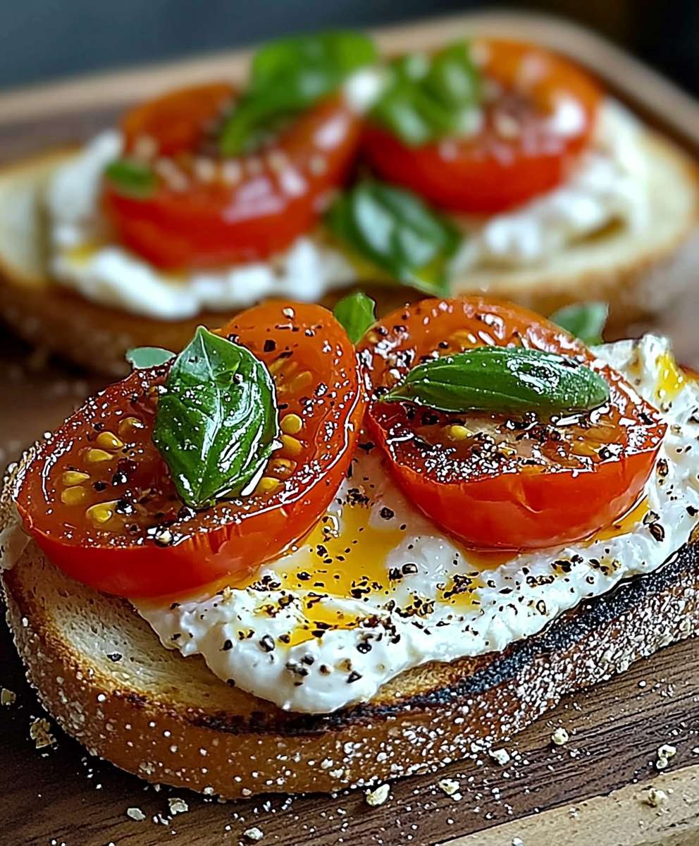 Toasts burrata tomate basilic