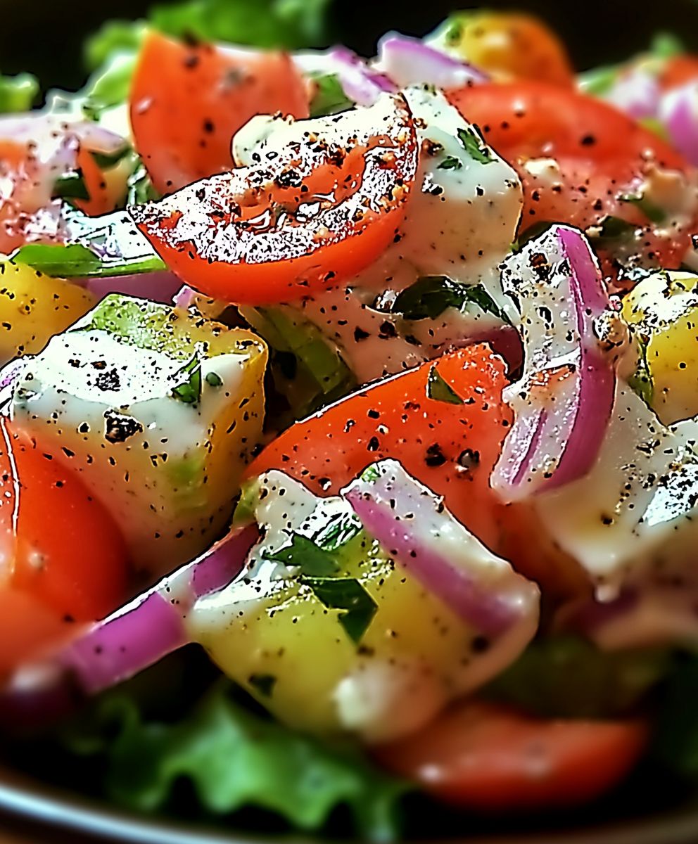 Salade gourmande crémeuse croquante