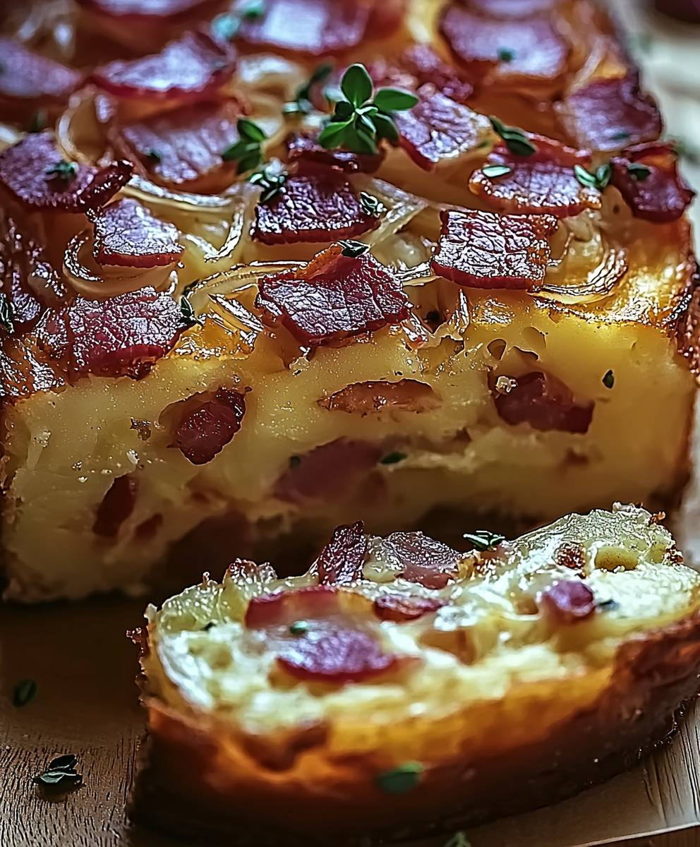 Cake lardons oignons raclette