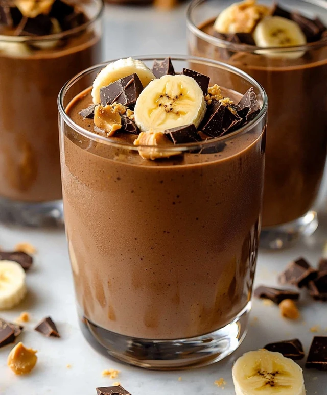 Smoothie banane chocolat cacahuète