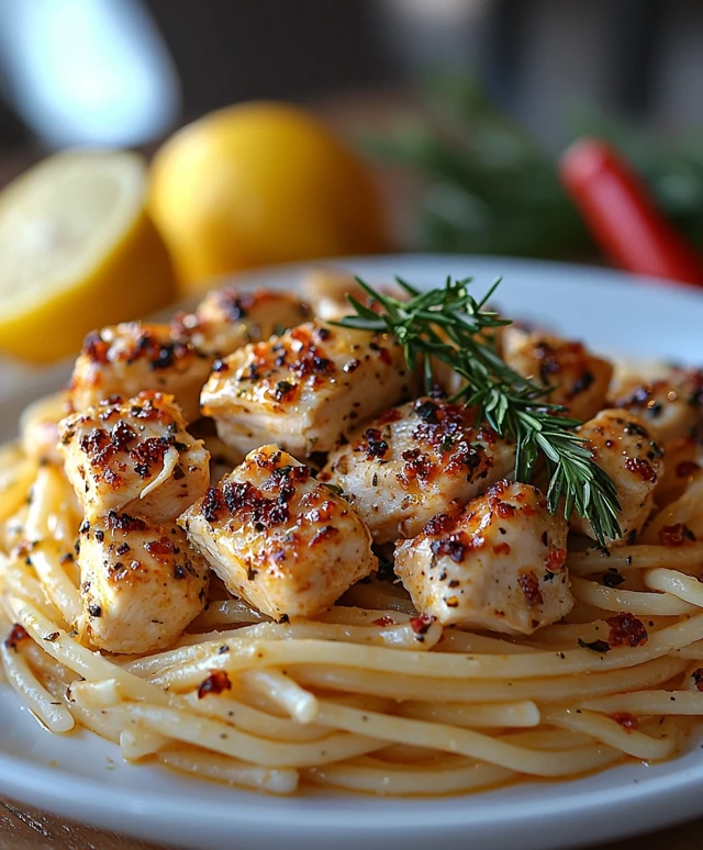 Pâtes au poulet citron