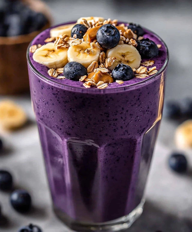 Smoothie myrtilles banane cacahuète