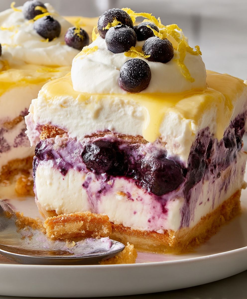 Cheesecake citron myrtille lasagnes