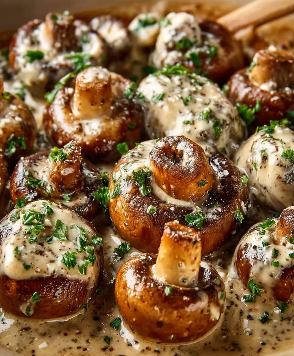 Champignons sautés ail parmesan crémeux
