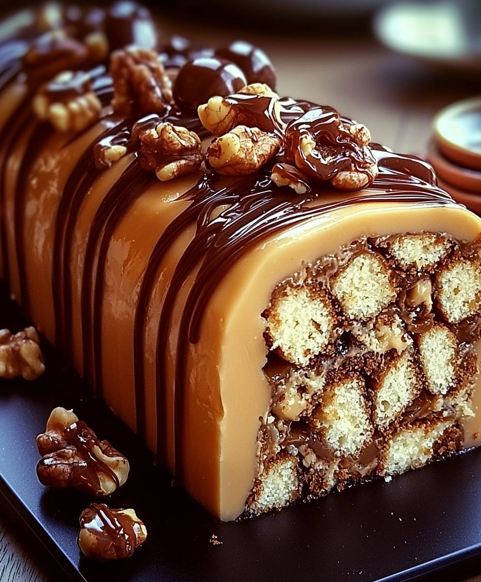 Buche de Noel cacahuetes caramel vanille