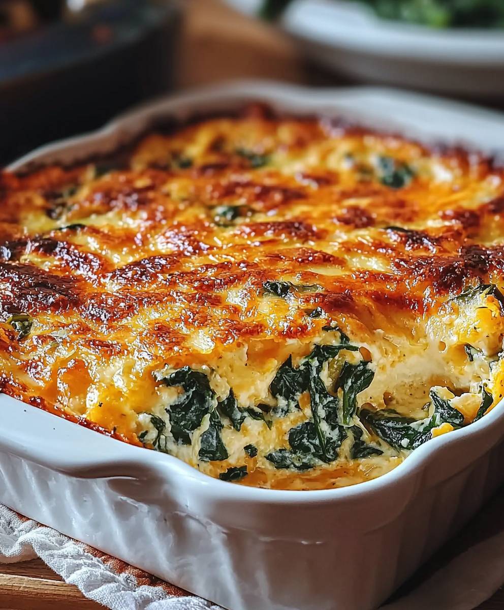 Casserole petit déjeuner épinards fromage