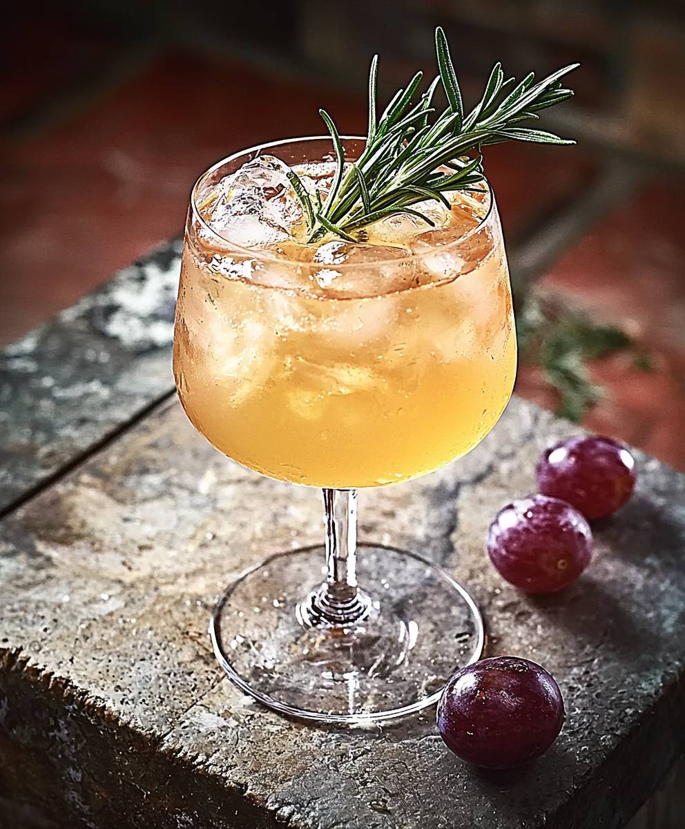 Cocktail sans alcool raisin romarin
