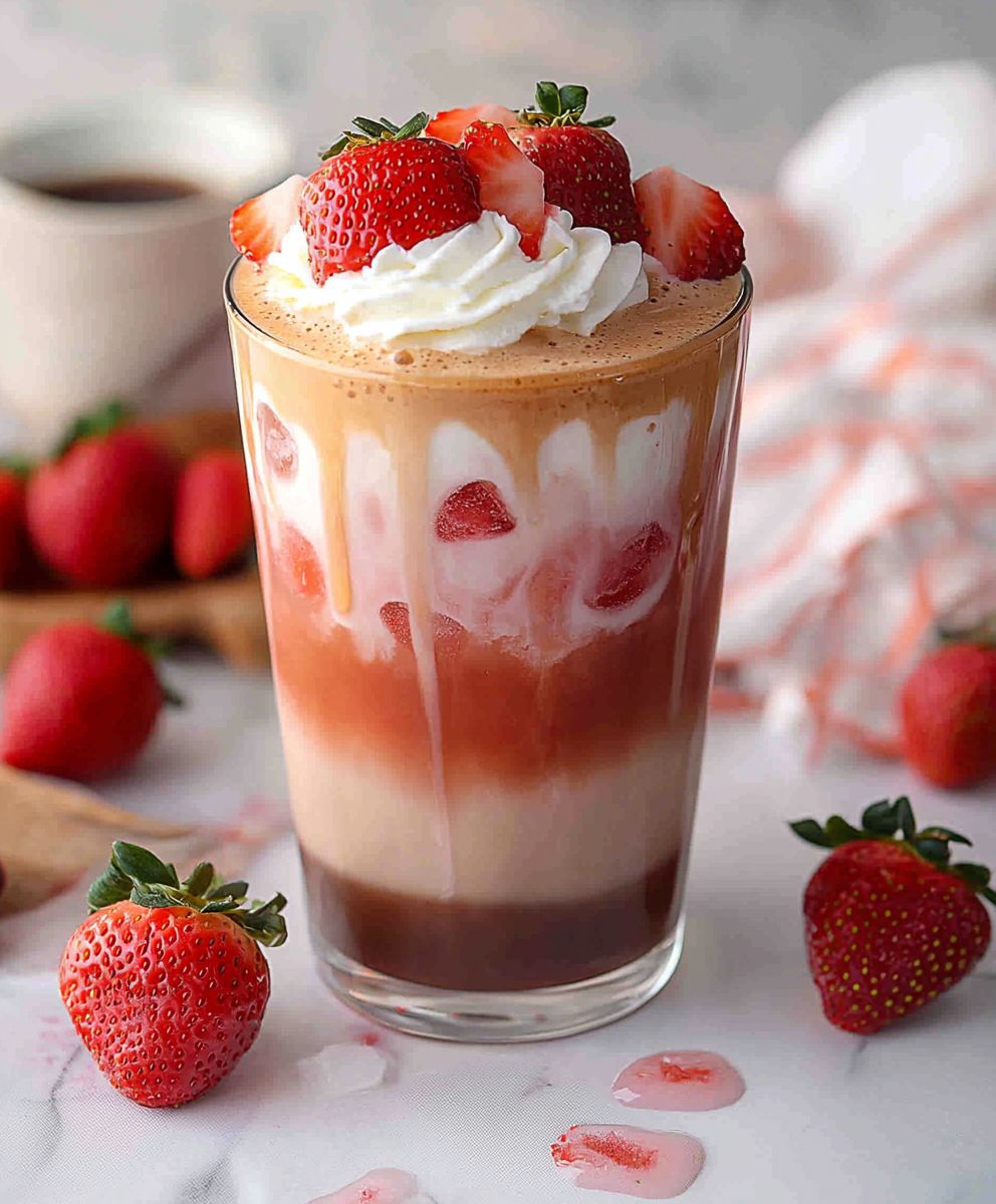 Latte glacé aux fraises