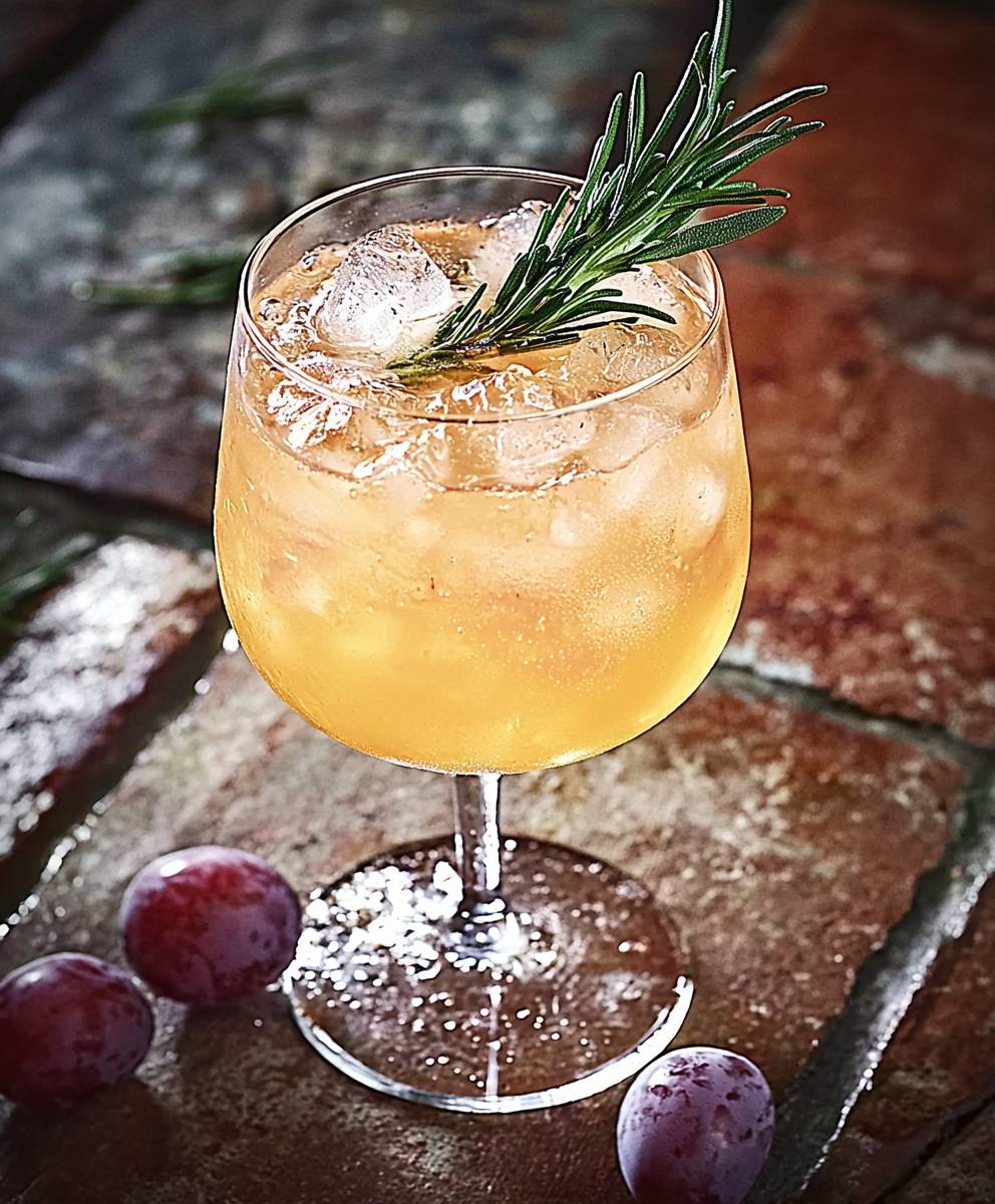 Cocktail sans alcool raisin romarin