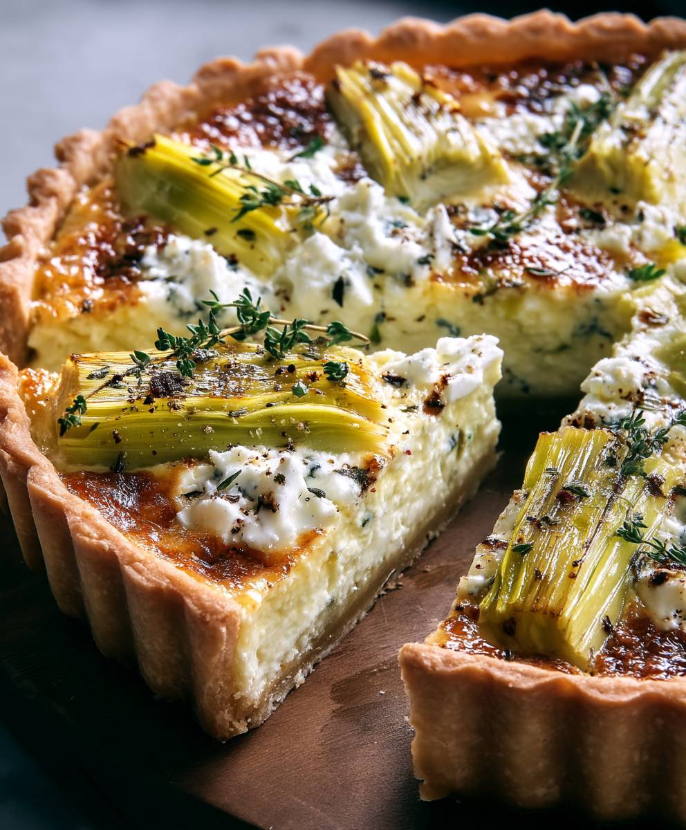 Quiche poireaux thym chèvre