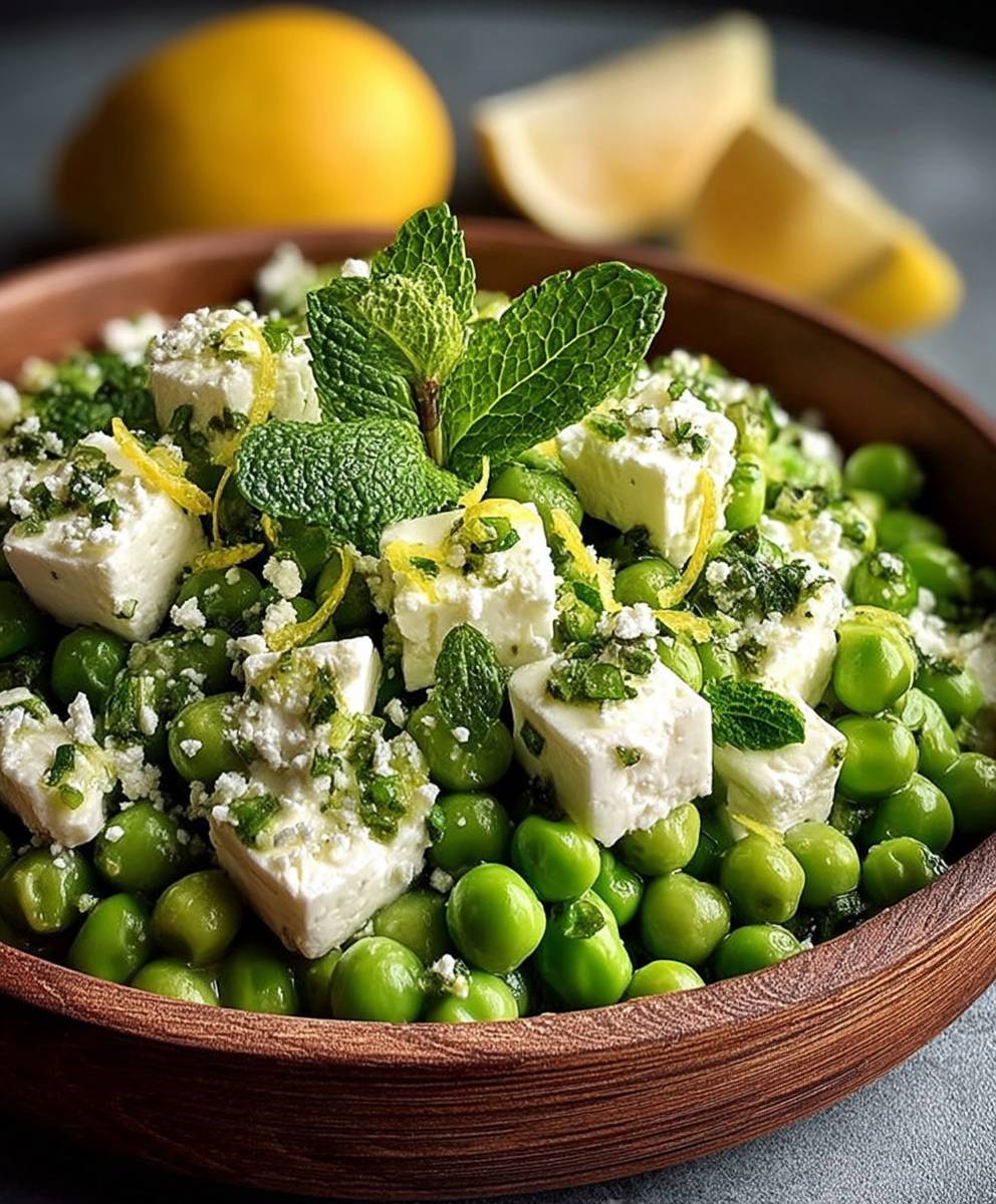 Salade petits pois feta citron menthe