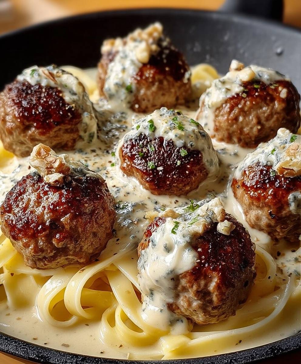 Boulettes de viande sauce roquefort