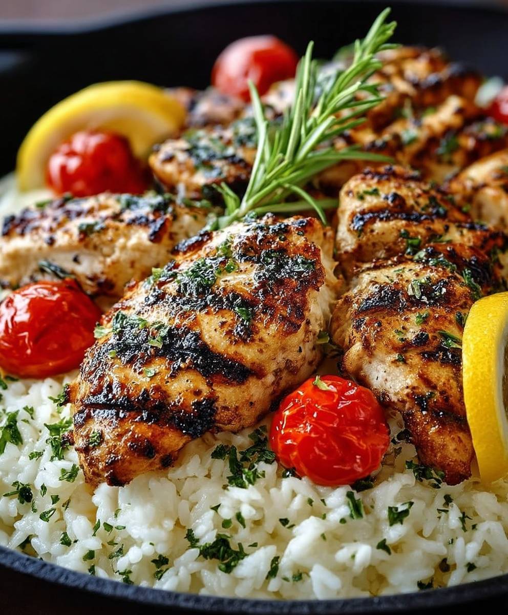 Poulet grec grillé riz citron