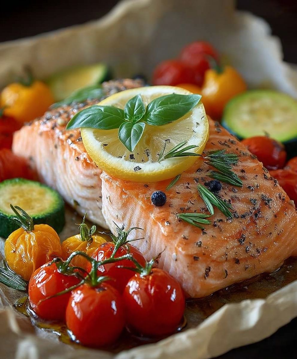 Papillote saumon légumes citron
