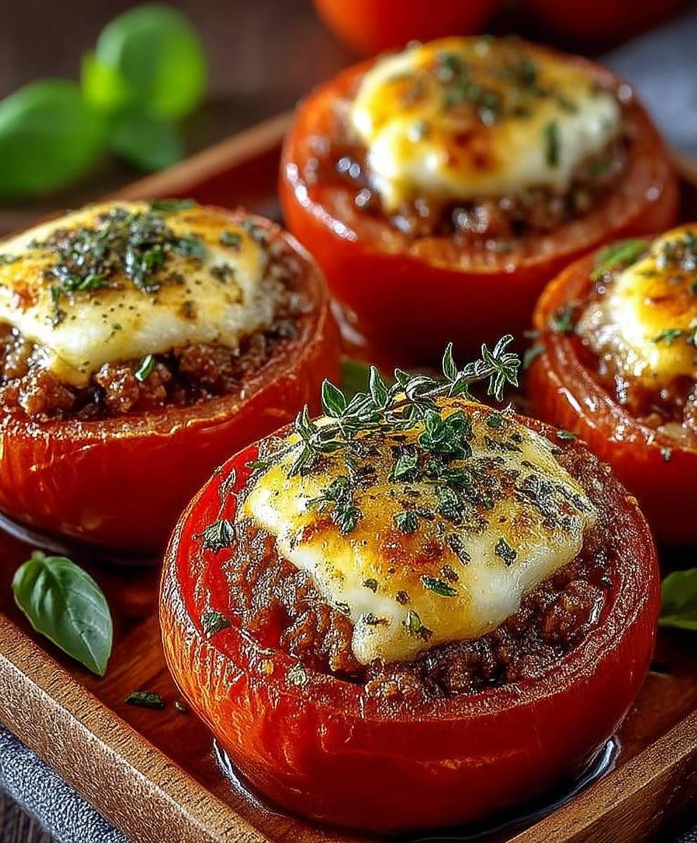 Tomates farcies viande fromage fondant