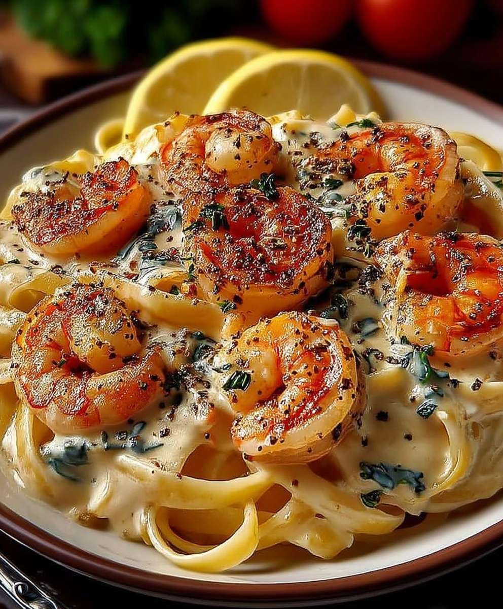 Spaghetti crémeux aux crevettes