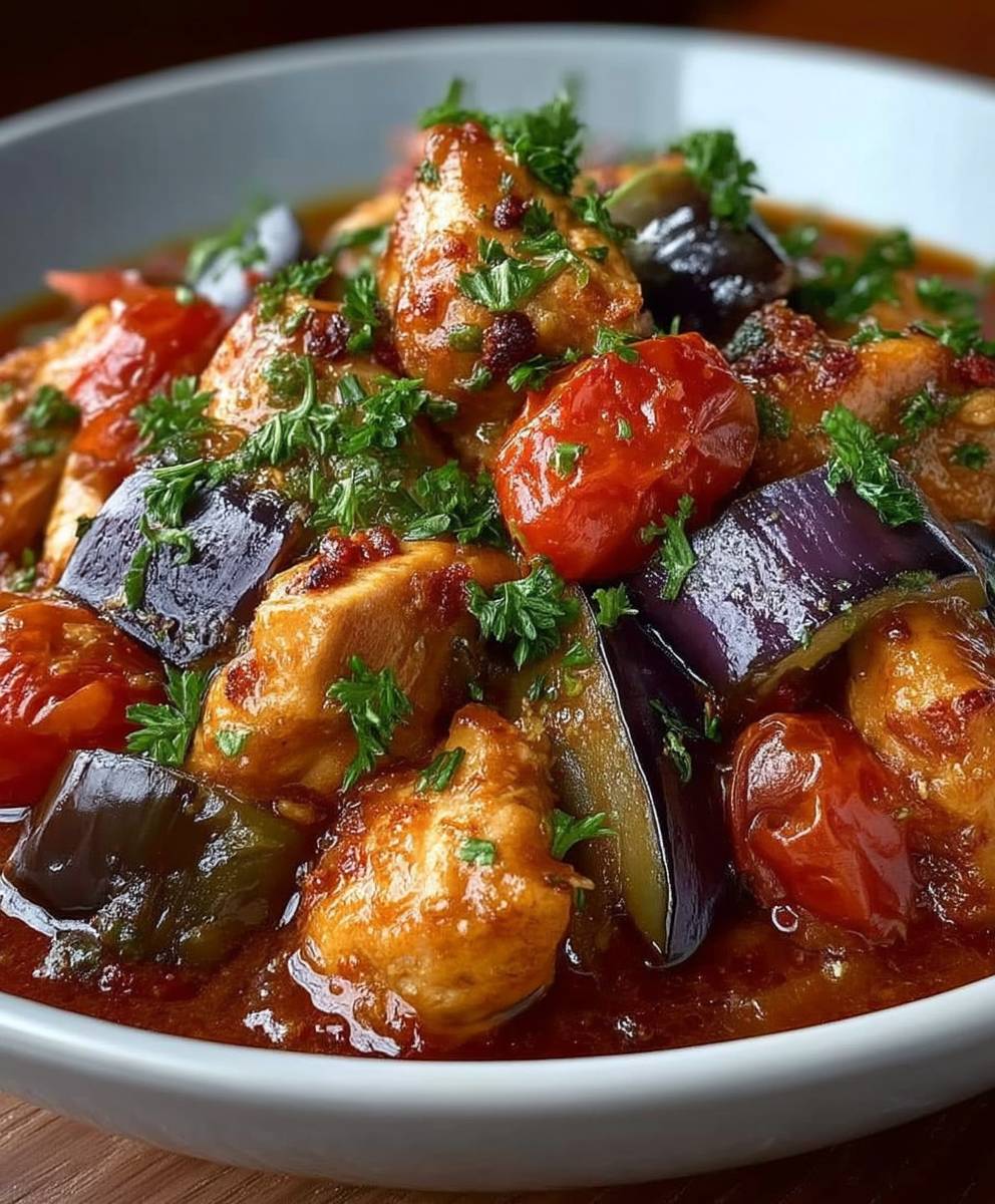 Ragout poulet aubergines epices orientales