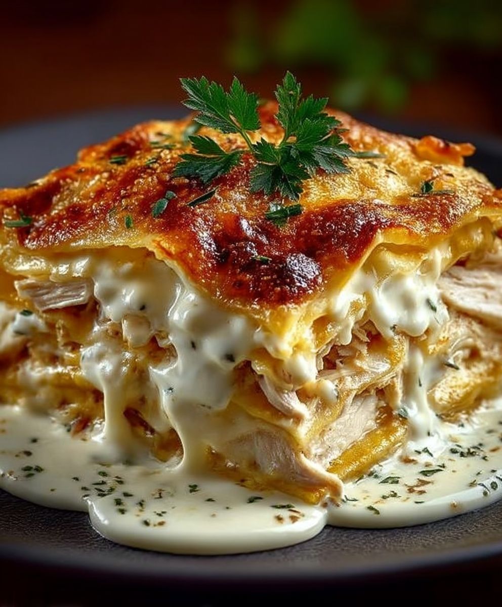 Lasagnes poulet sauce blanche crémeuse