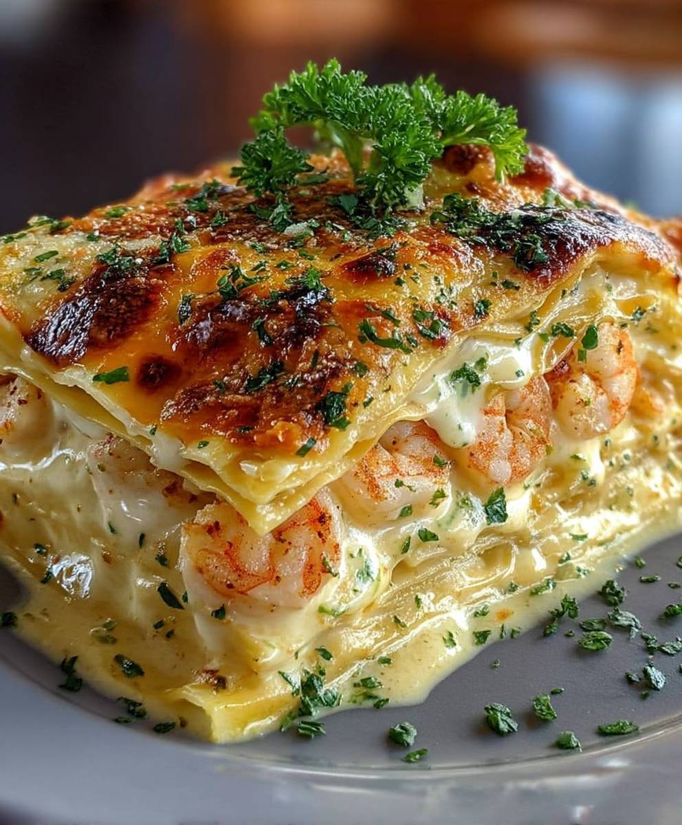 Lasagnes scampi crevettes ail beurre
