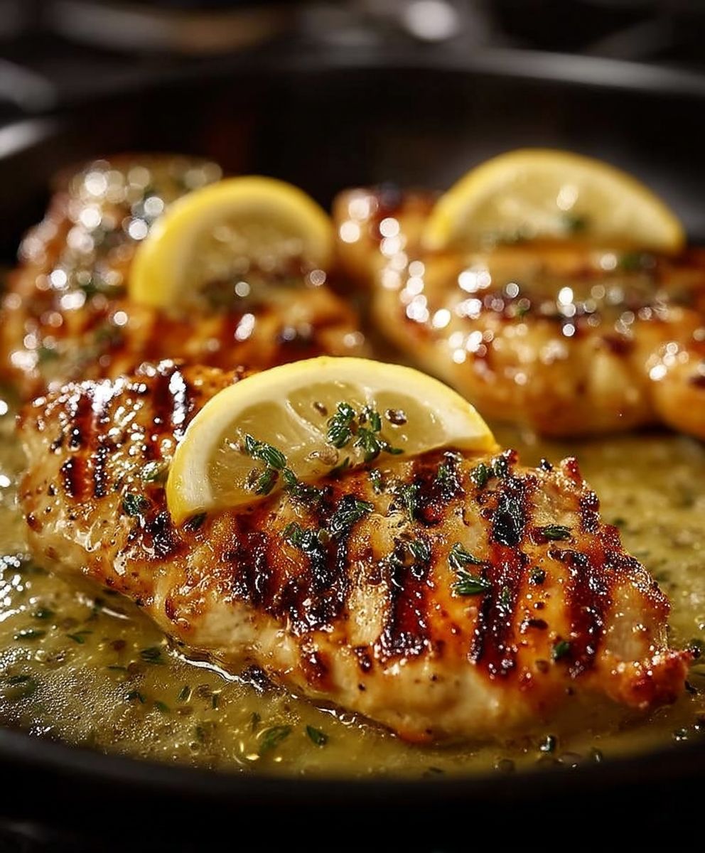 Escalopes poulet grillées sauce citron