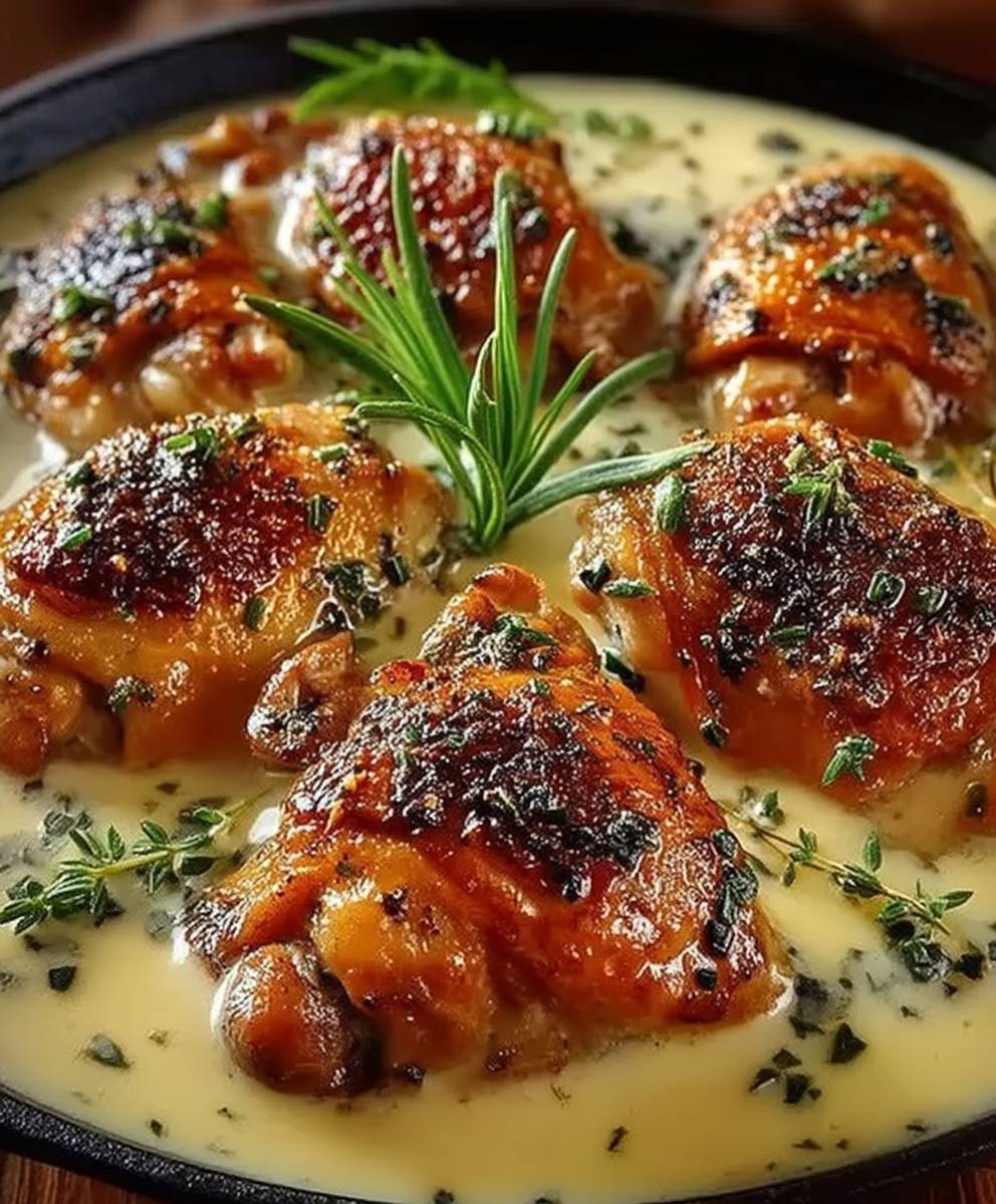 Cuisses poulet crémeuses à lail