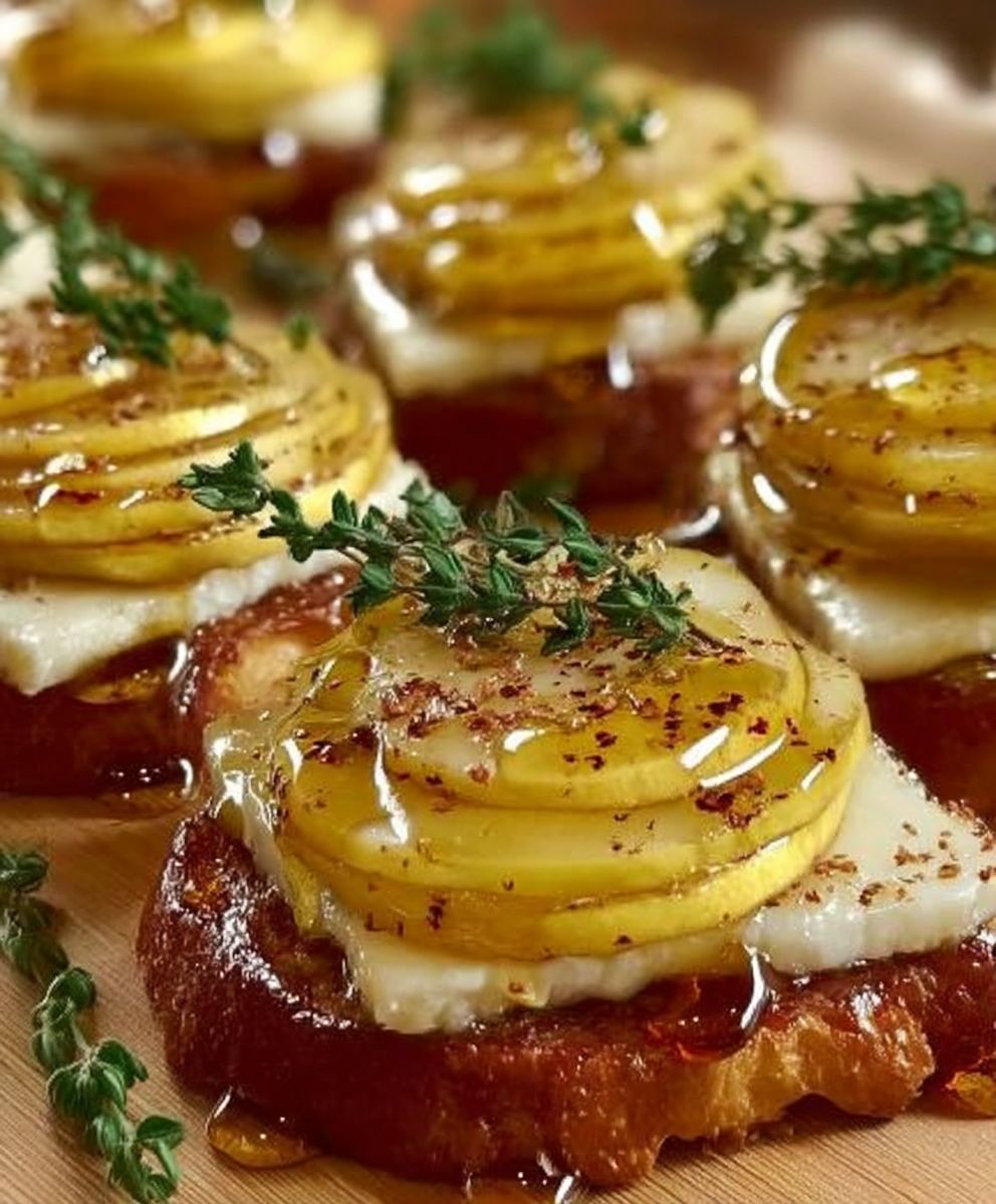 Crostinis pomme brie fondant miel