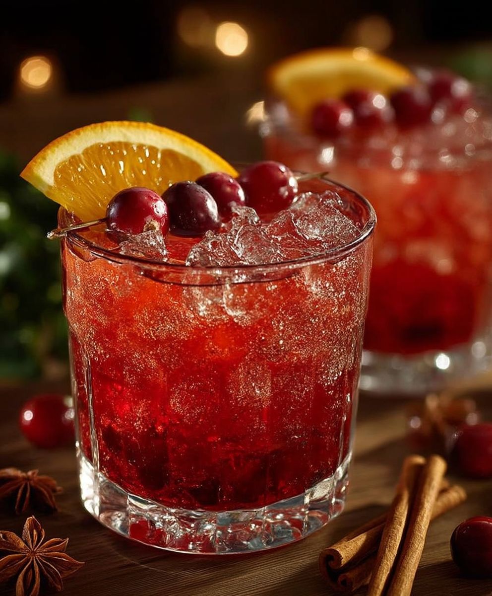 Cocktail canneberge orange épices