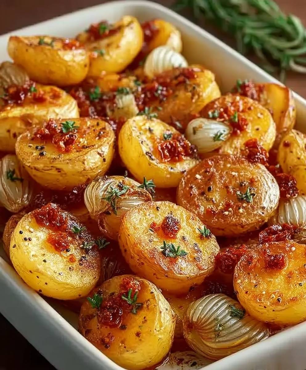 Pommes de terre et oignons rôtis