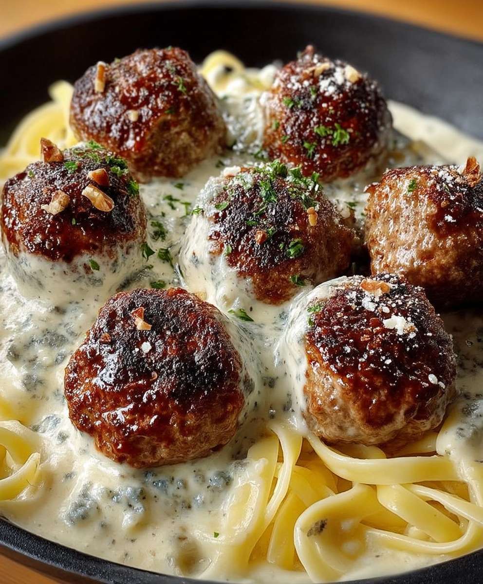 Boulettes de viande sauce roquefort