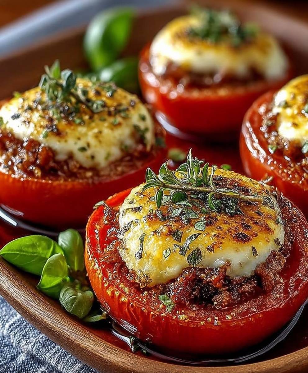 Tomates farcies viande fromage fondant