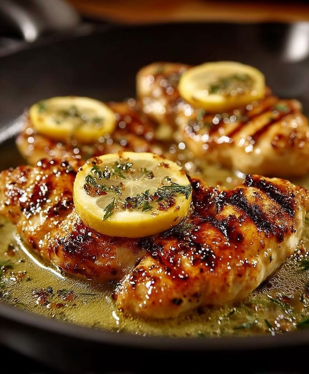 Escalopes poulet grillées sauce citron