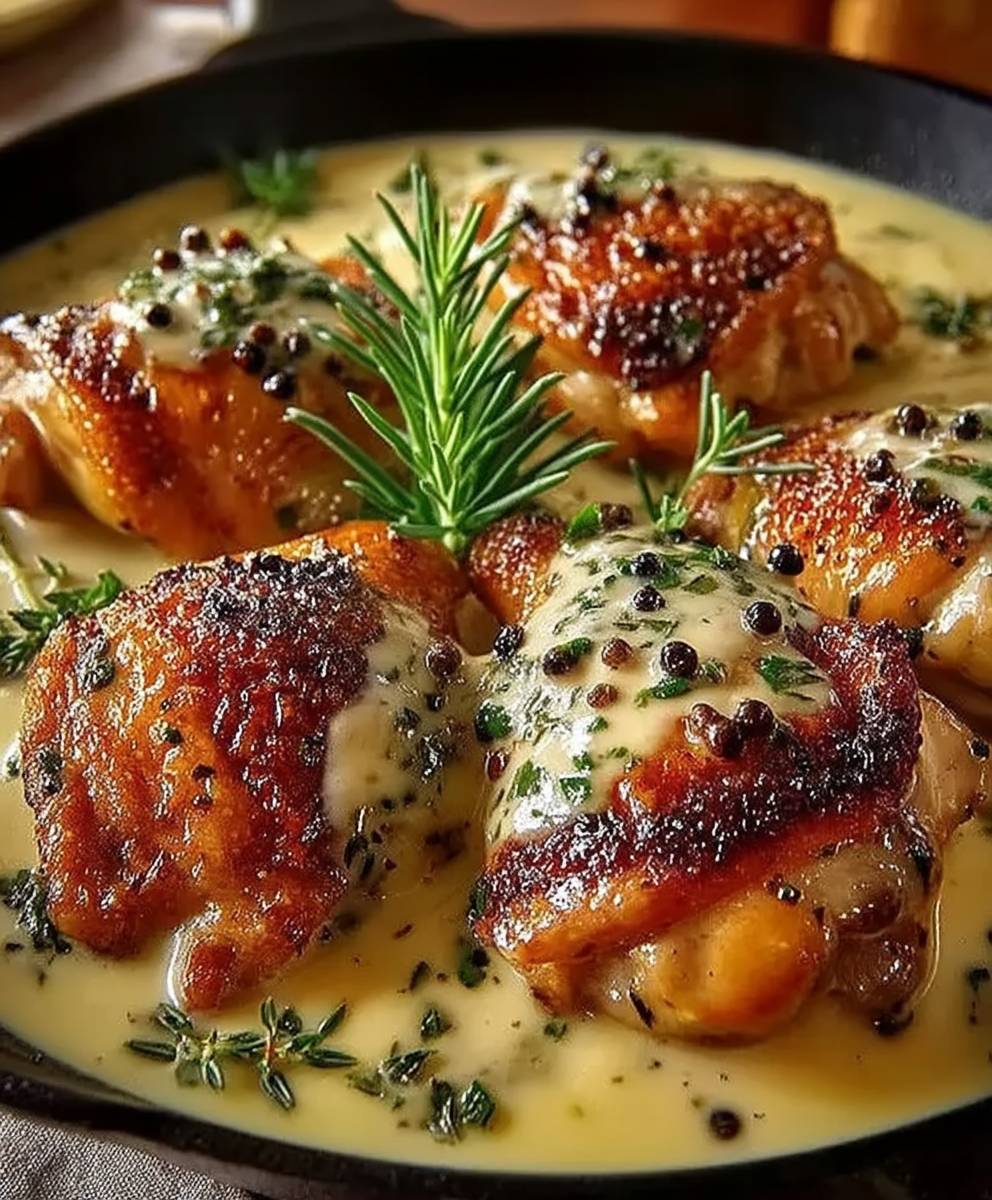 Cuisses poulet crémeuses à lail