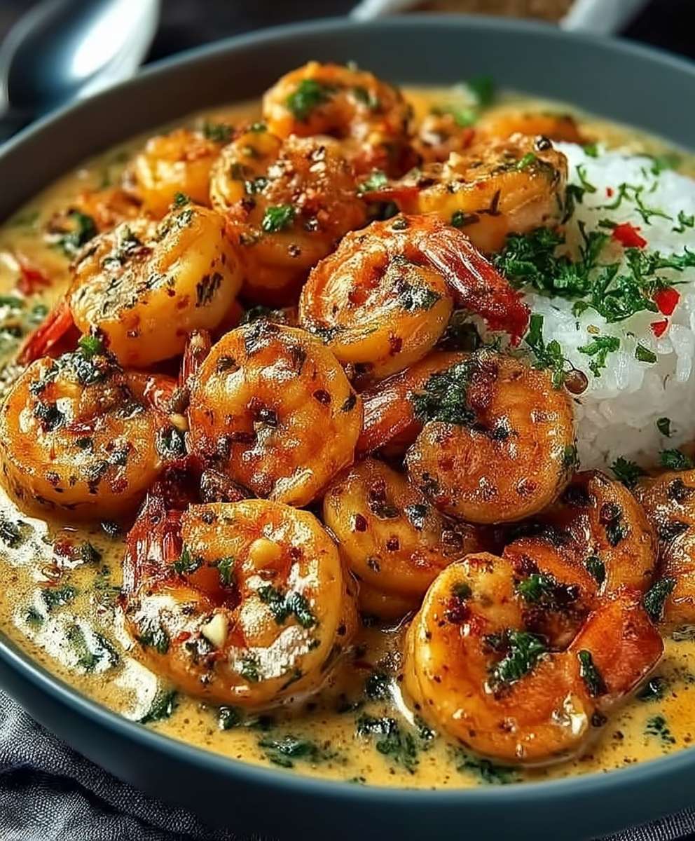 Crevettes ail lait coco curry