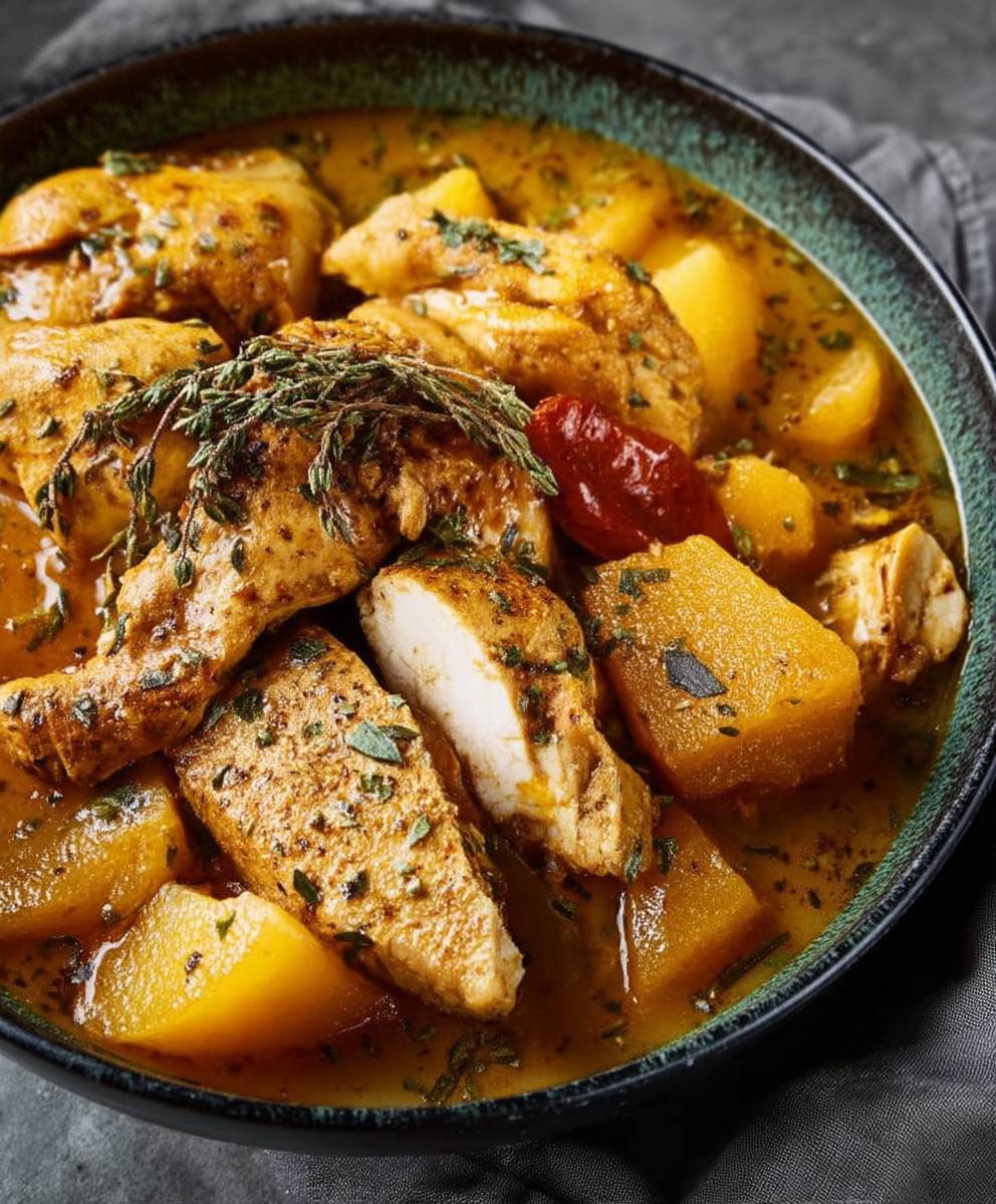 Poulet sucré salé mijoté