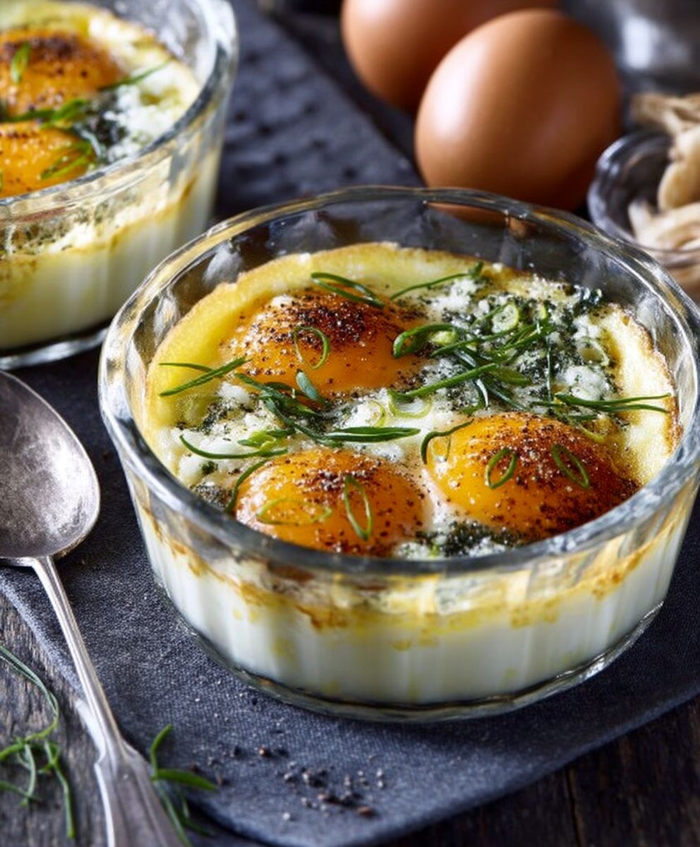 Oeufs cocotte aux poireaux