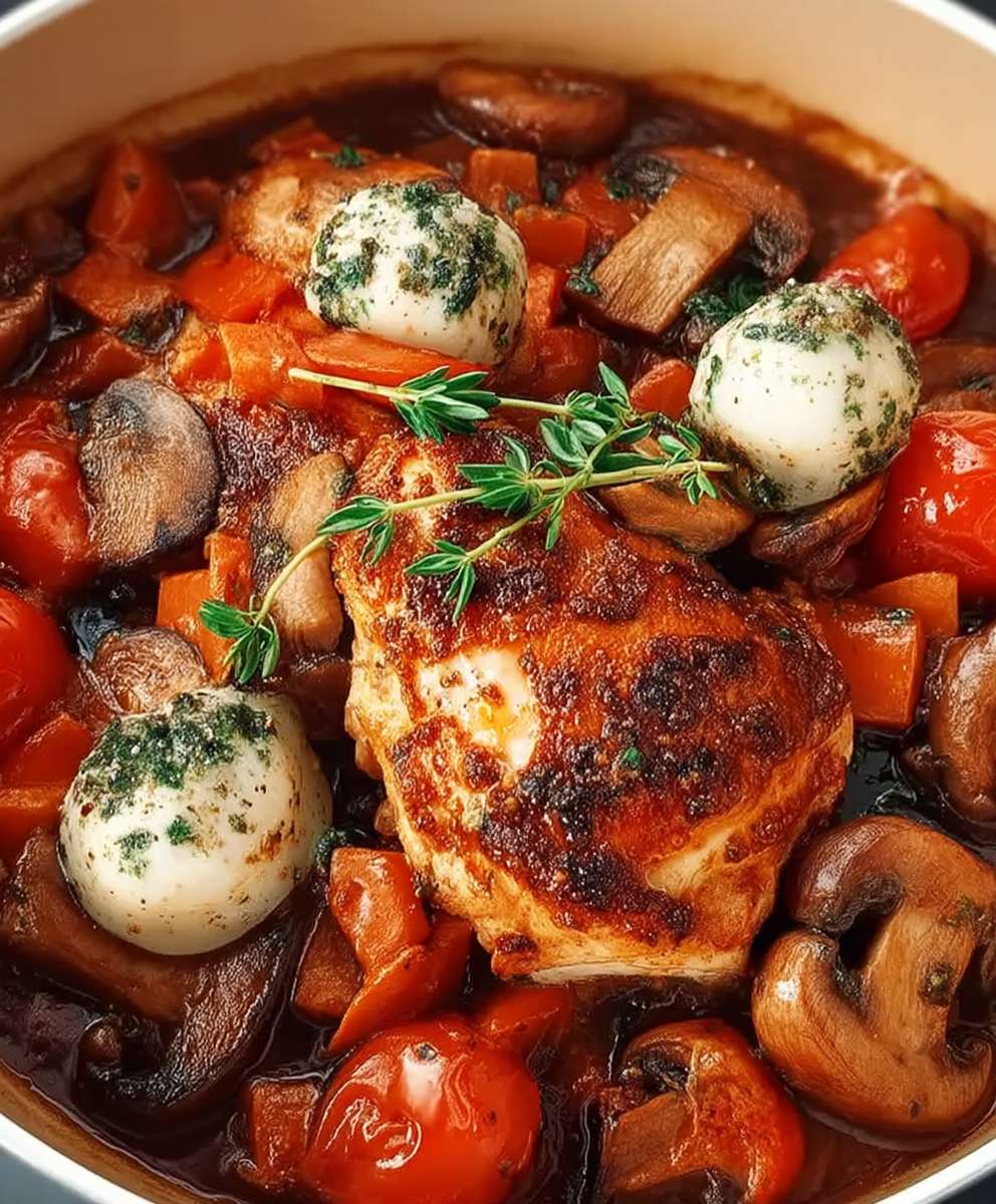 Poulet sauce champignons tomates cerises