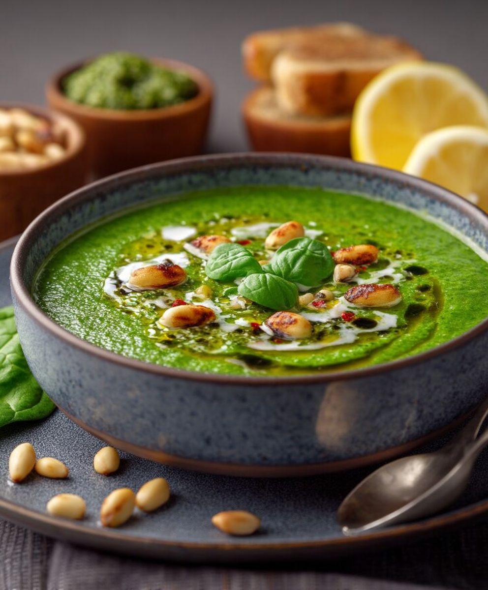 Soupe épinards pesto ail des ours