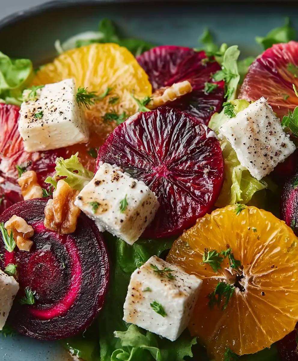 Salade betterave rôtie orange