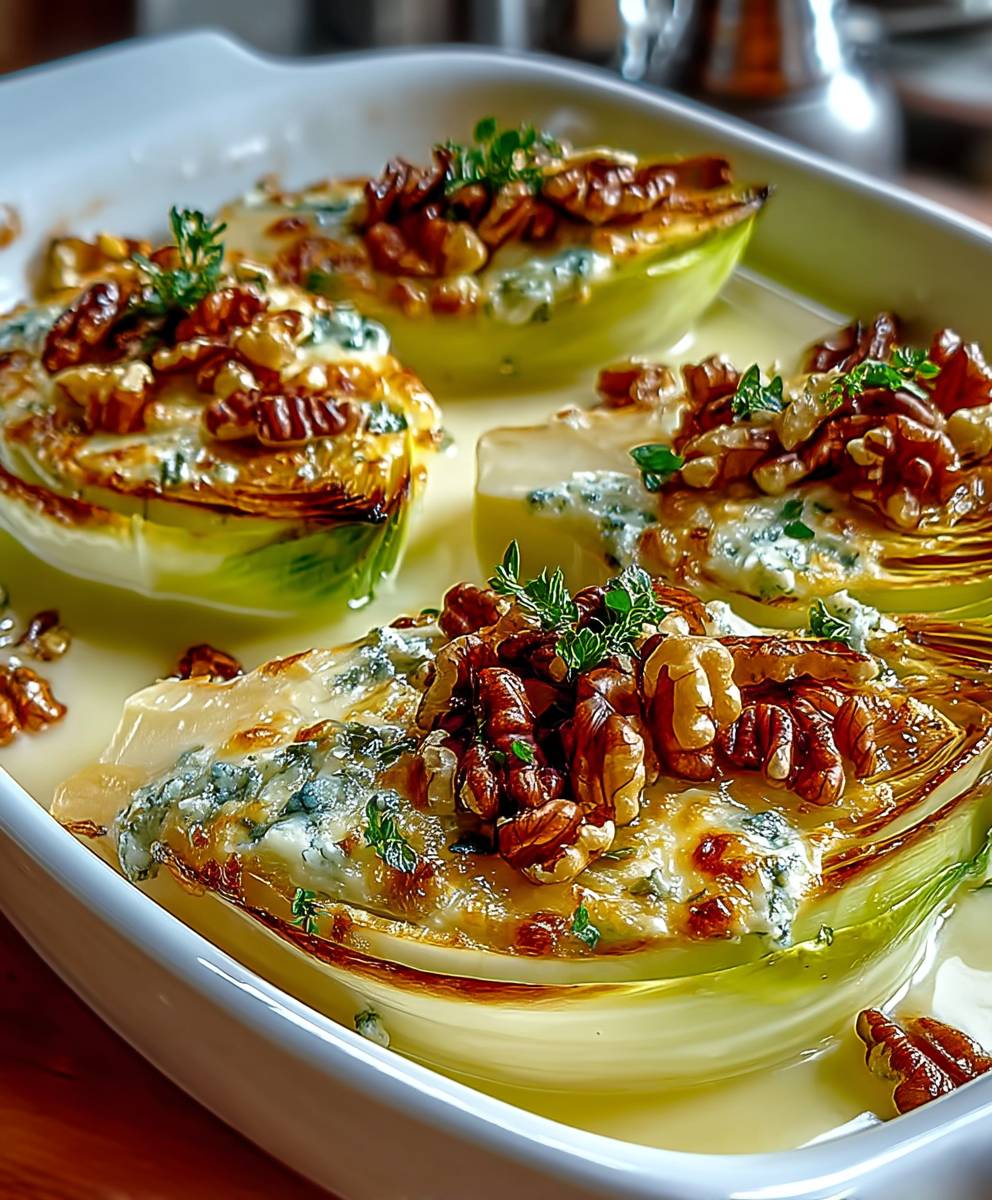 Gratin endives roquefort noix
