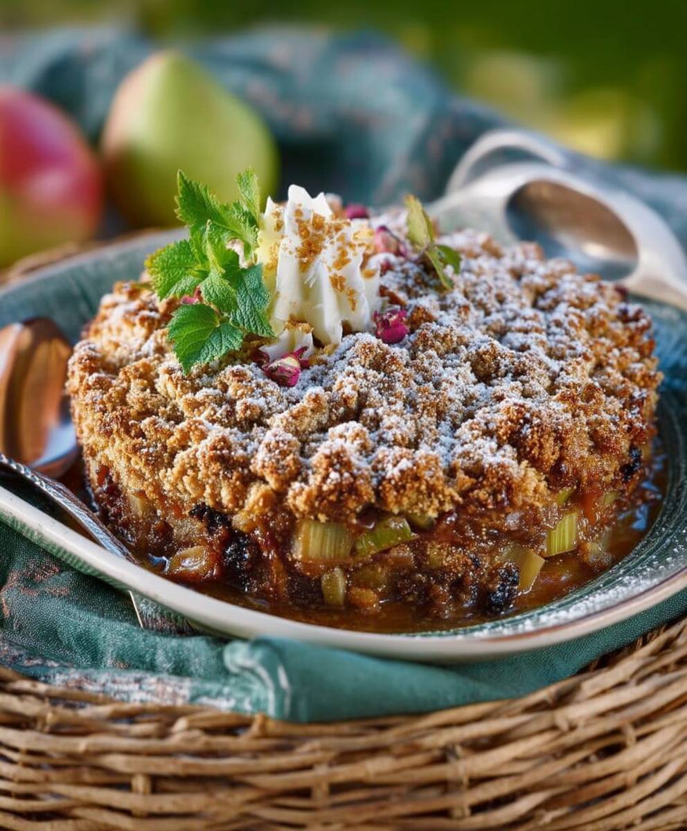 Crumble rhubarbe pommes